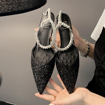 Elegant Rhinestone Sandals Plus Size..