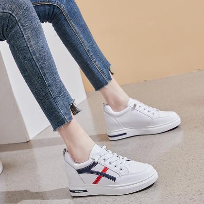 Small White Shoes Inner Increase Lace Casual Color..