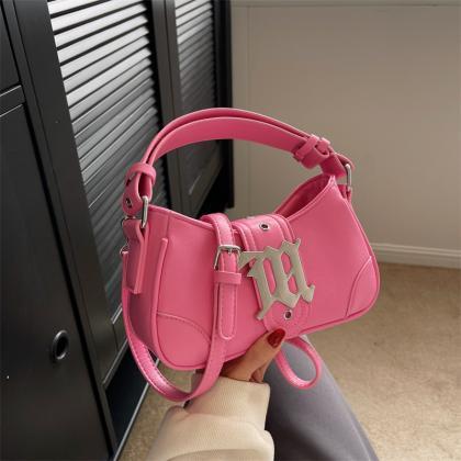 Cute Y2k Pink Leather Underarm Designer Fashion..