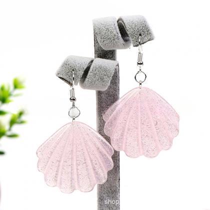 Resin Pink Shell Earings Geometric Fashion Luxury..