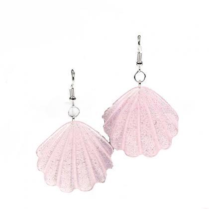 Resin Pink Shell Earings Geometric Fashion Luxury..