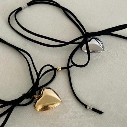 Fashion Heart Pendant Necklace Adjustable Knotted..