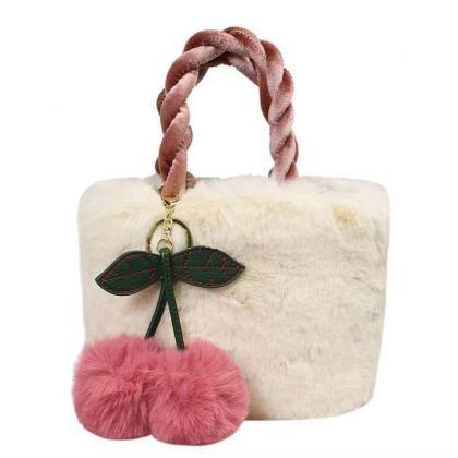 Senior Sense Cherry Plush Handbag Girl With Pearls..