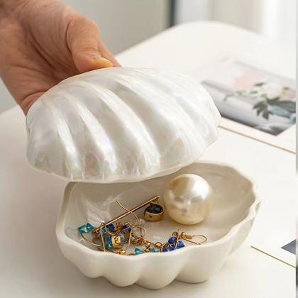 Ceramic Seashell Jewelry Storage Box Trinket Box..