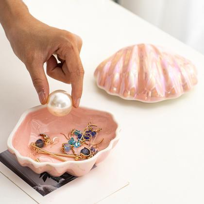 Ceramic Seashell Jewelry Storage Box Trinket Box..