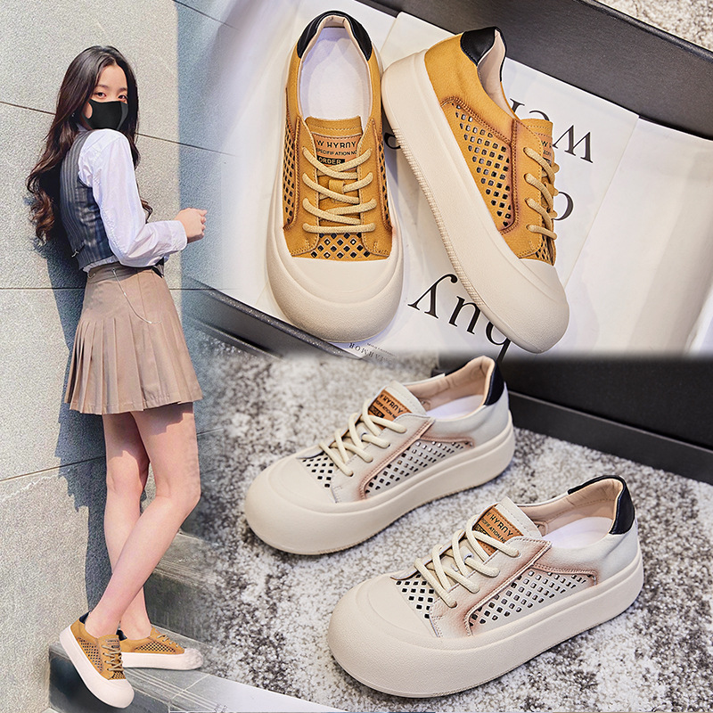 Flat Retro Sneakers Women's Sports Breathable White Shoes All-match Casual Shoes
