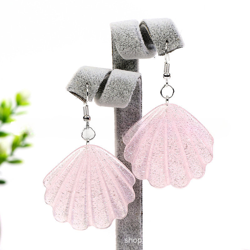 Resin Pink Shell Earings Geometric Fashion Luxury Vintage Cute Sweet Earings For Women Jewelry