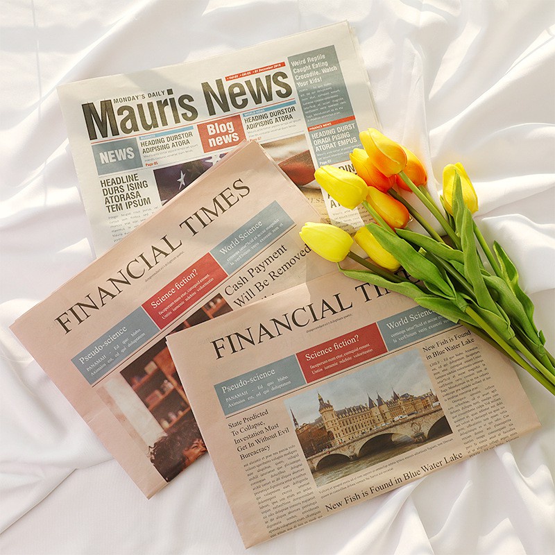 Retro English Newspaper Old Newspapers Ins Photography Background Props Flower Bouquet Wrapping Paper Gift Wrappers Wallpaper