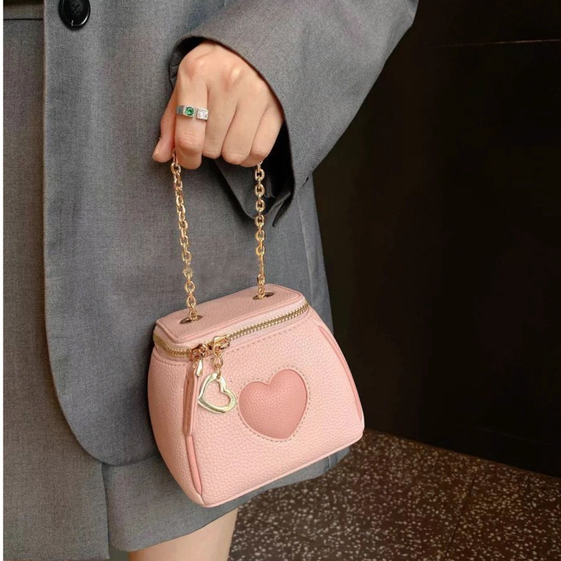 Pink Heart Bags For Women 2023 Women's Fashion Casual Handbags Korean Buckets For Women Classic Versatile Designer Crossbody Bag