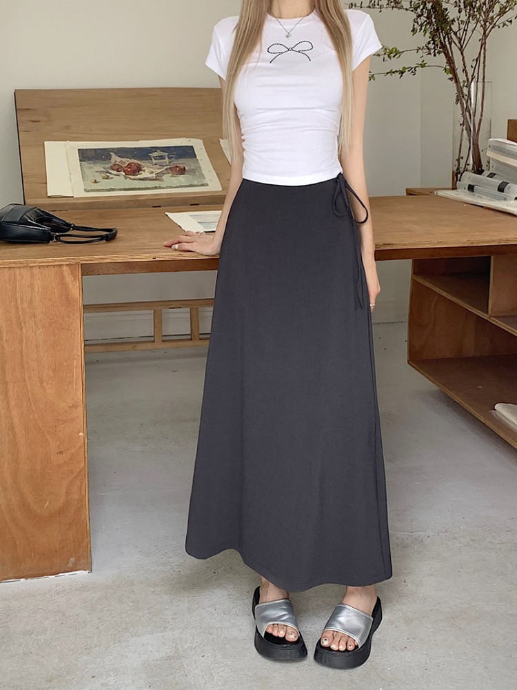S-xl 3colors Women Long Skirt Autumn Summer 2023 Korean Style High Waist Back Split Midi Long Skirts