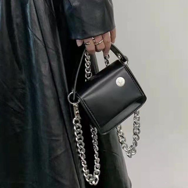 Women's Mini Wallet Luxury Handbags Simple Fashion Female Flap Shoulder Messenger Bags Cool Girls's Black Chain Crossbody Bag