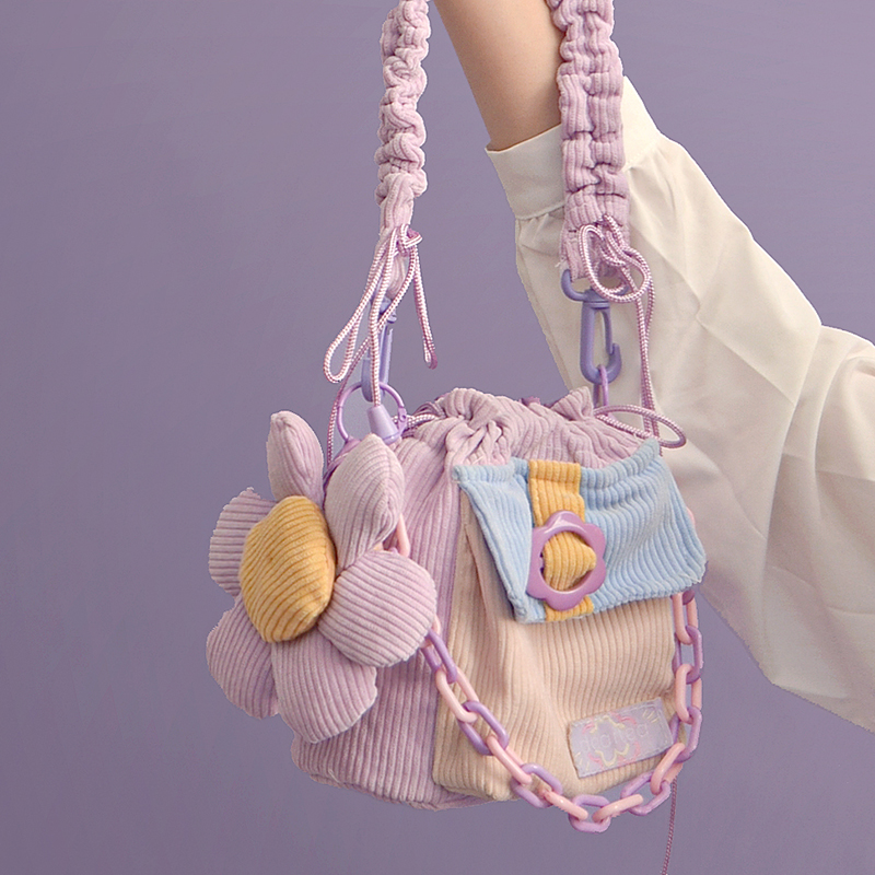 Original Melody Bag Cute Chain Lolita Floral Handbag Travel Shoulder Cotton Messenger Bag Tote Crossbody Bags