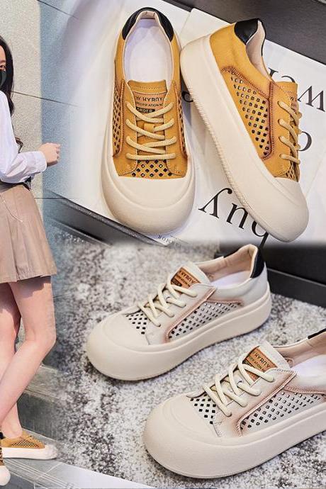 Flat Retro Sneakers Women's Sports Breathable White Shoes All-match Casual Shoes