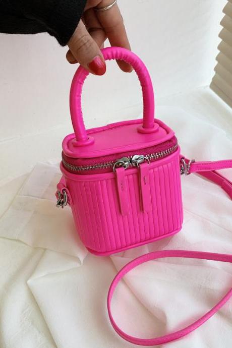Mini Box Pu Leather Sling Crossbody Bag With Short Handle