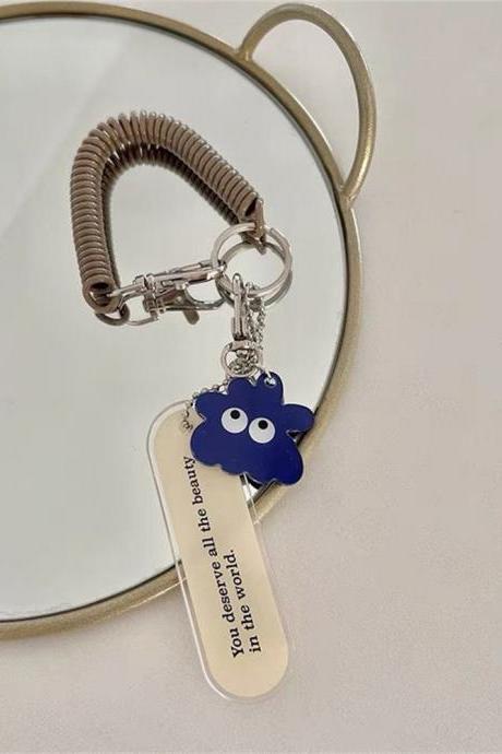Girl&amp;#039;s Cute Little Monster Acrylic Key Chain Anti-loss Spring Rope Pendant Fashion Design Bag Charm Accessories Backpack Hanging