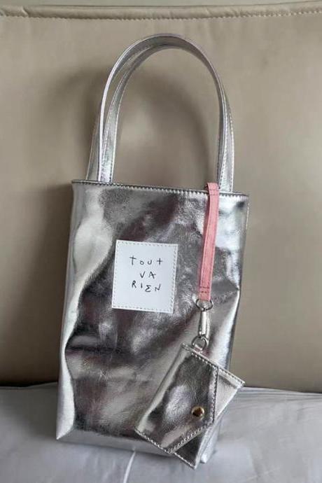 Y2k Vintage Korean Silver Shoulder Luxury Make Small Wallet Tote Bag Ladies Handbag Crossbody Bags Purses Silver Handbags Women