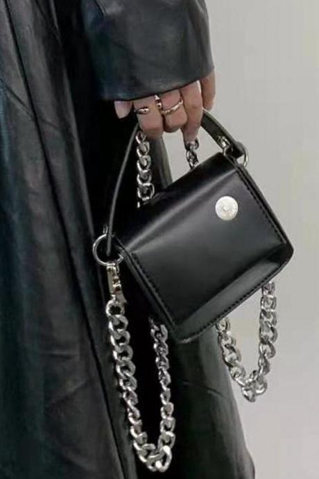 Women&amp;#039;s Mini Wallet Luxury Handbags Simple Fashion Female Flap Shoulder Messenger Bags Cool Girls&amp;#039;s Black Chain