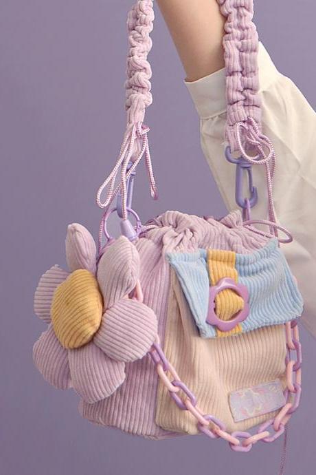 Original Melody Bag Cute Chain Lolita Floral Handbag Travel Shoulder Cotton Messenger Bag Tote Crossbody Bags